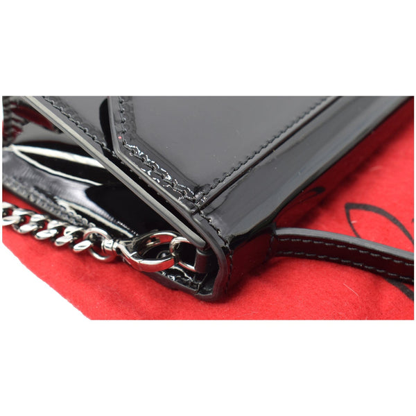 CHRISTIAN LOUBOUTIN Elisa Baguette Patent Leather Clutch Bag Black