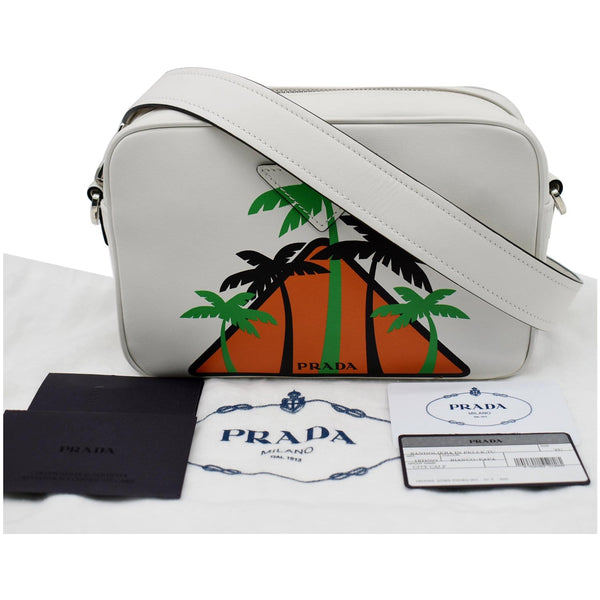Prada City Palm Tree Print Calfskin Leather Strap Bag