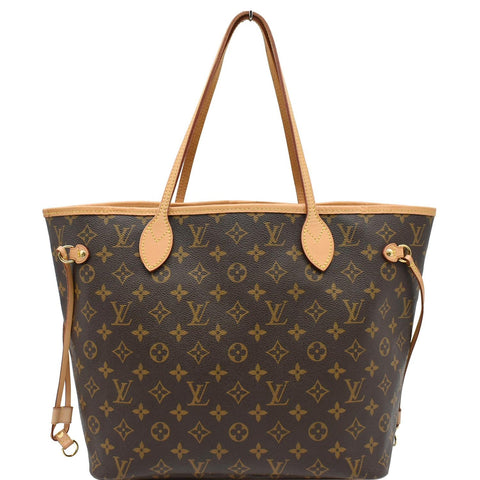 LOUIS VUITTON Neverfull MM Monogram Canvas Tote Bag Brown
