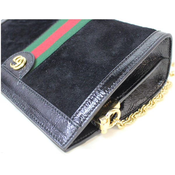 GUCCI Ophidia GG Small Web Suede Leather Shoulder Bag Black 503877