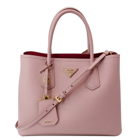 PRADA Double Handle Saffiano Leather Tote Bag Petal Pink
