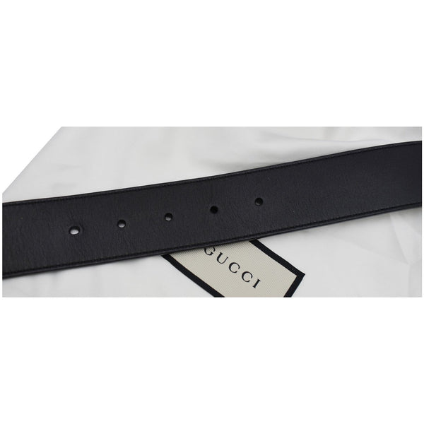 GUCCI 2015 Re-Edition Double G Wide Leather Belt Black 400593