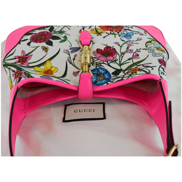 GUCCI Flora Jackie Medium Canvas Hobo Bag Pink 550152