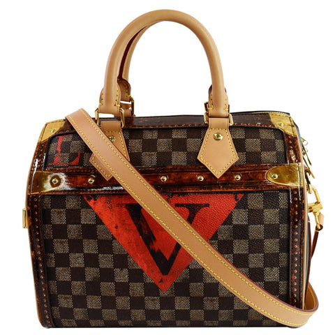 LOUIS VUITTON Time Trunk Speedy 25 Bandouliere Damier Shoulder Bag Black