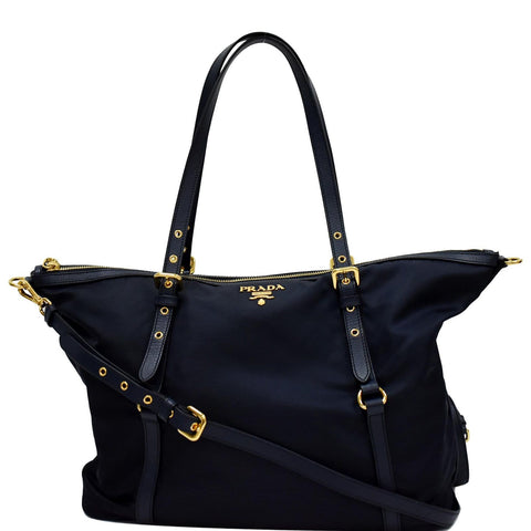 PRADA Tessuto Saffiano Nylon Tote Shoulder Bag Blue