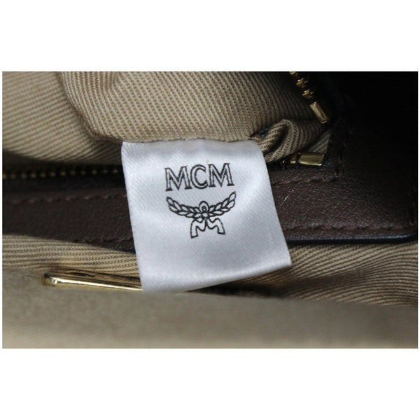 MCM Visetos Essential Leather Boston Bag Chocolate Brown