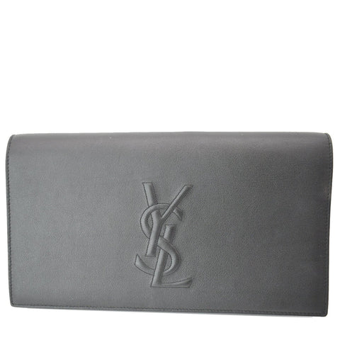 Yves Saint Laurent Leather Clutch Wallet Black - DDH