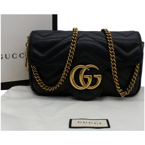 GUCCI GG Marmont Super Mini Leather Crossbody Bag Black 476433