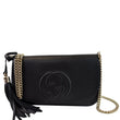 GUCCI Soho Chain Flap Leather Shoulder Bag Black 536224