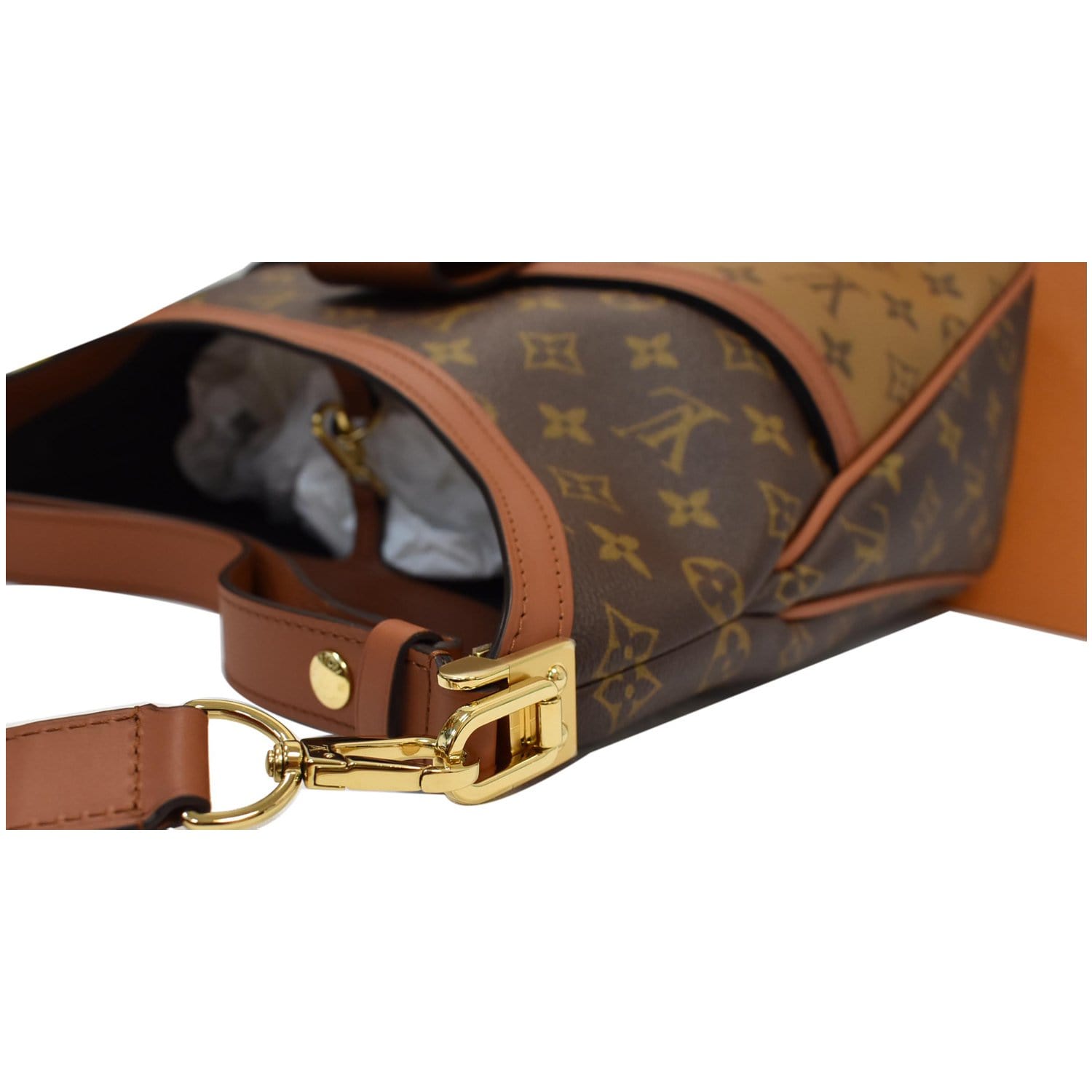 Louis Vuitton Ebene Reverse Monogram Dauphine MM Shoulder Bag Gold
