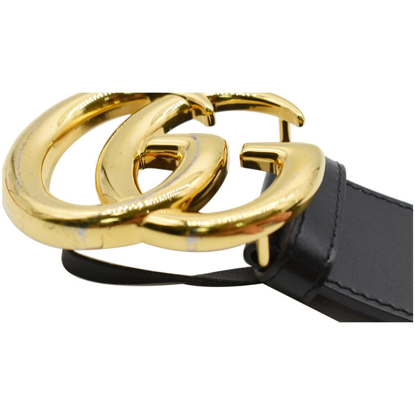GUCCI Double G Buckle Leather Belt Black 406831 Size 95.38