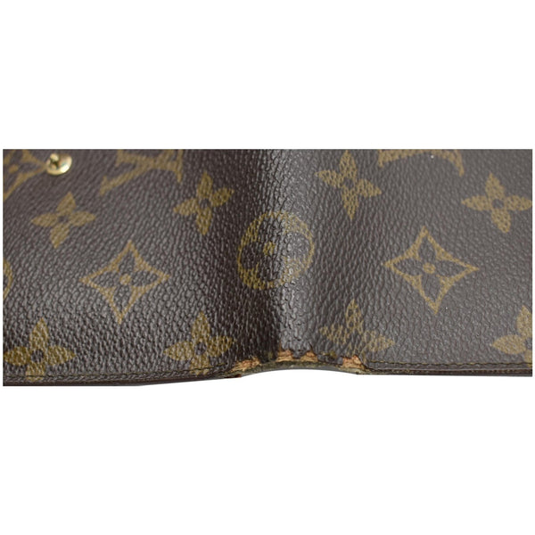 LOUIS VUITTON French Kisslock Monogram Canvas Wallet Brown