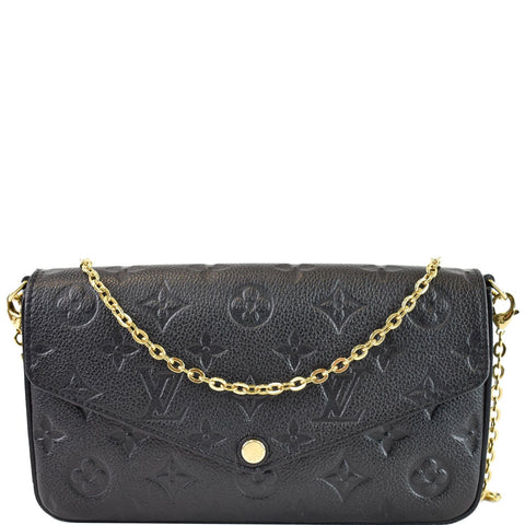 LOUIS VUITTON Felicie Monogram Empreinte Chain Pochette Crossbody Bag Black