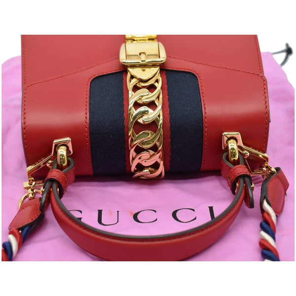 Gucci Sylvie Mini Leather Crossbody Bag - top handle
