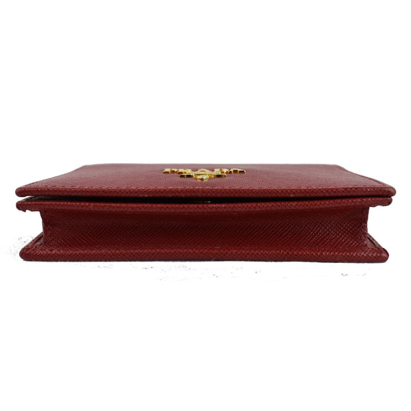 PRADA Saffiano Leather Bi-Fold Wallet Card Case Coin Purse Red - Final Sale