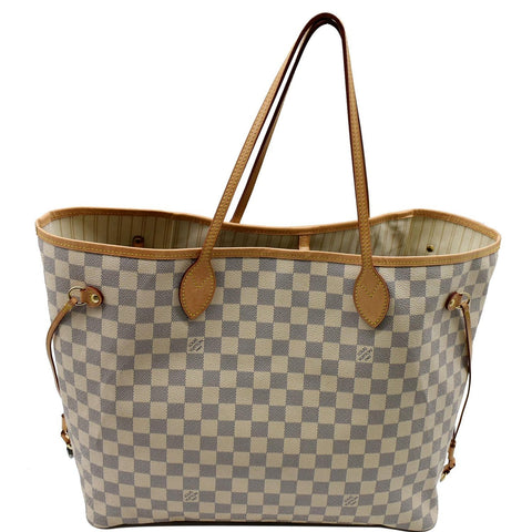 LOUIS VUITTON Neverfull GM Damier Azur Tote Shoulder Bag White