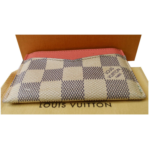 Louis Vuitton Damier Azur Card Holder White For Women - top upside view