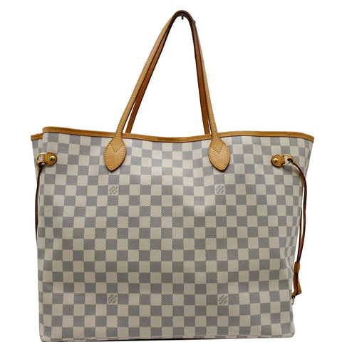LOUIS VUITTON Neverfull GM Damier Azur Tote Shoulder Bag White