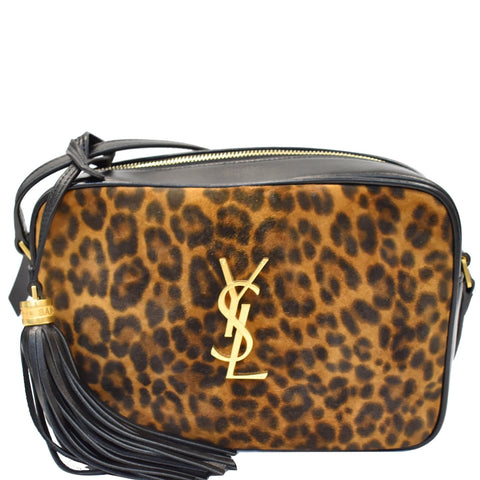 YVES SAINT LAURENT Lou Camera Leopard-Print Leather Crossbody Bag Black