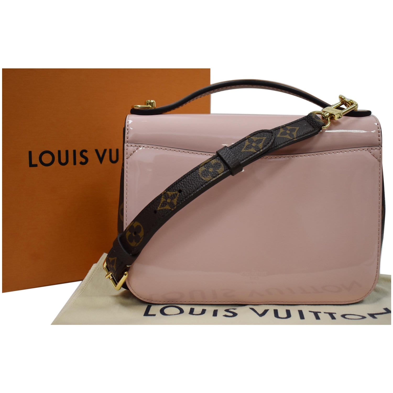 Louis Vuitton Cherrywood Handbag Vernis with Monogram Canvas BB Pink  20457477