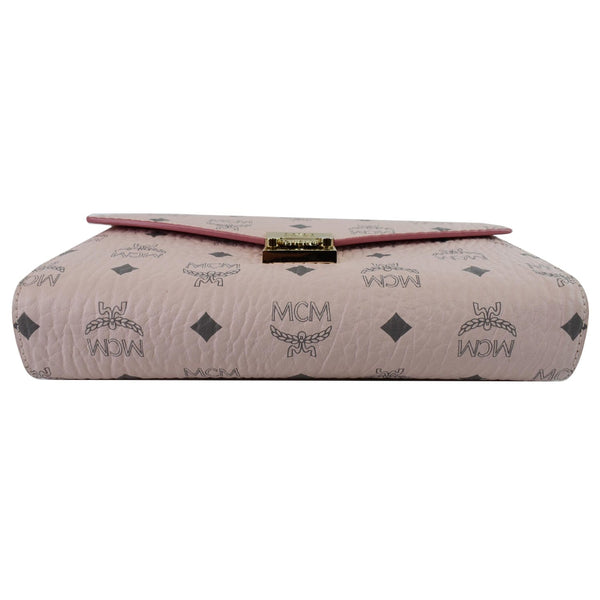 MCM Patricia Visetos Leather Crossbody Wallet Powder Pink