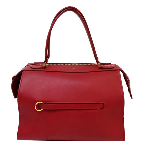 CELINE Ring Small Smooth Leather Tote Bag Red