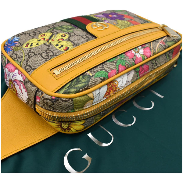 GUCCI Ophidia Flora GG Supreme Canvas Belt Messenger Bag Beige 574796