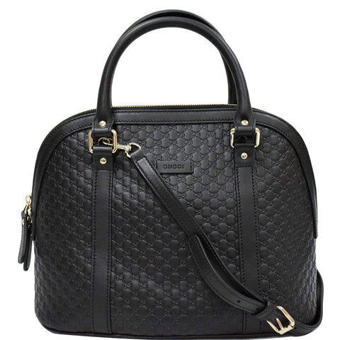 GUCCI Dome Medium Microguccissima Leather Shoulder Bag Black 449663