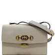 GUCCI Zumi Small Grainy Leather Chain Crossbody Bag White 576388