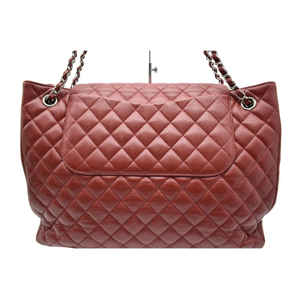 Chanel store Front Flap Pocket Quilted Caviar Leather Tote Bag