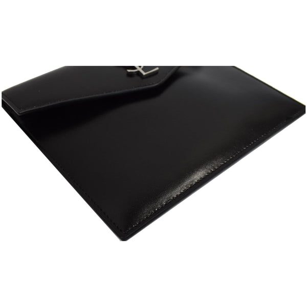YVES SAINT LAURENT Uptown Large Envelope Leather Pouch Black