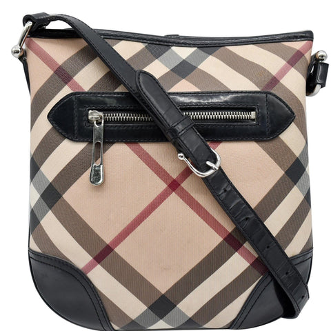 BURBERRY Dryden Small Supernova Check Patent Leather Crossbody Bag Black