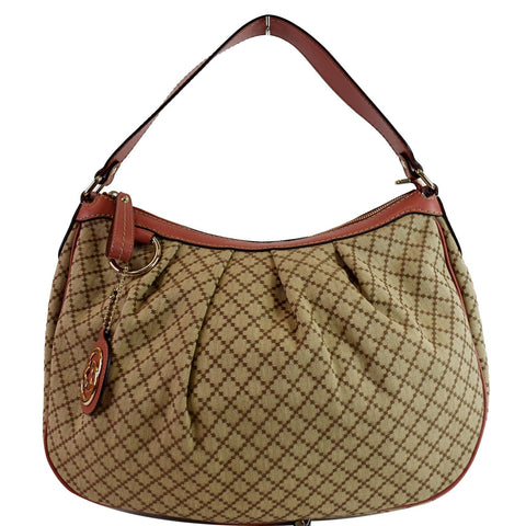 GUCCI Medium Sukey Diamante Canvas Hobo Bag Beige 232955