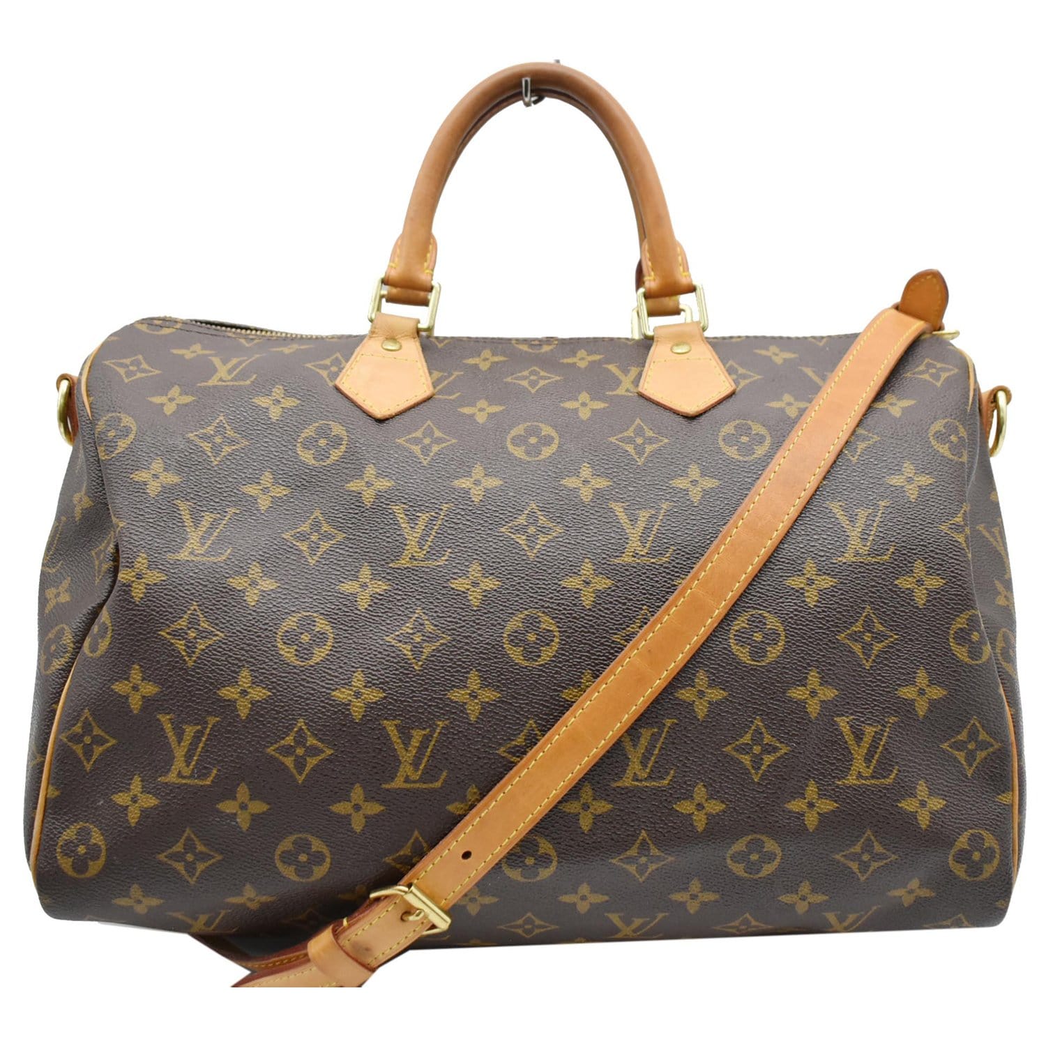 LOUIS VUITTON Speedy 35 Bandouliere Monogram Canvas Shoulder Bag Brown