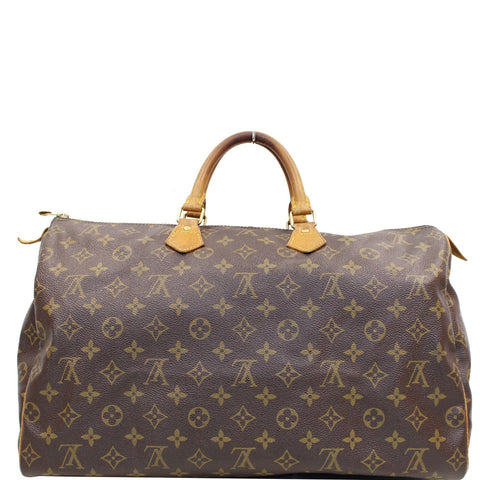 LOUIS VUITTON Speedy 40 Monogram Canvas Satchel Bag Brown