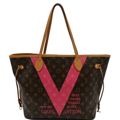 LOUIS VUITTON Neverfull MM V Grenade Monogram Canvas Shoulder Bag Brown