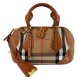 BURBERRY Blaze House Check and Leather Satchel Bag Brown