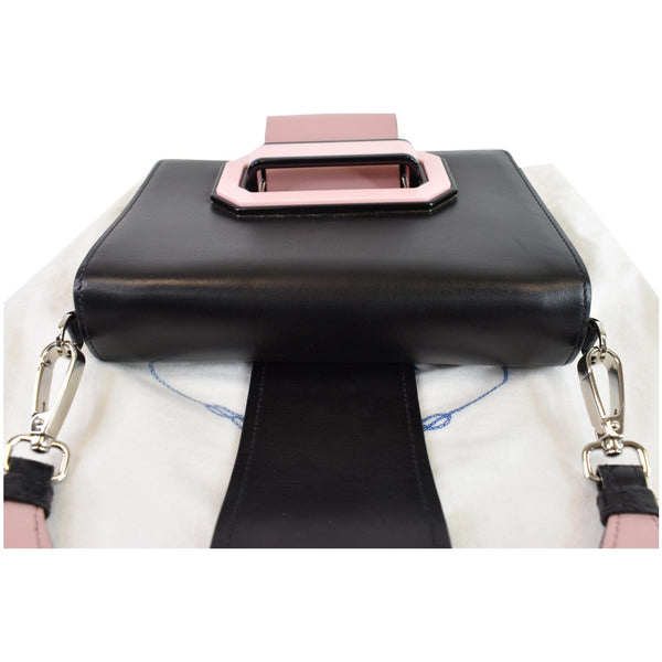 PRADA City Plex Ribbon Small Calfskin Shoulder Bag Black/Pink