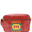 GUCCI Logo Pebbled Leather Shoulder Bag Hibiscus Red 523589