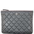 CHANEL Caviar Leather O-Case Zip Pouch Black