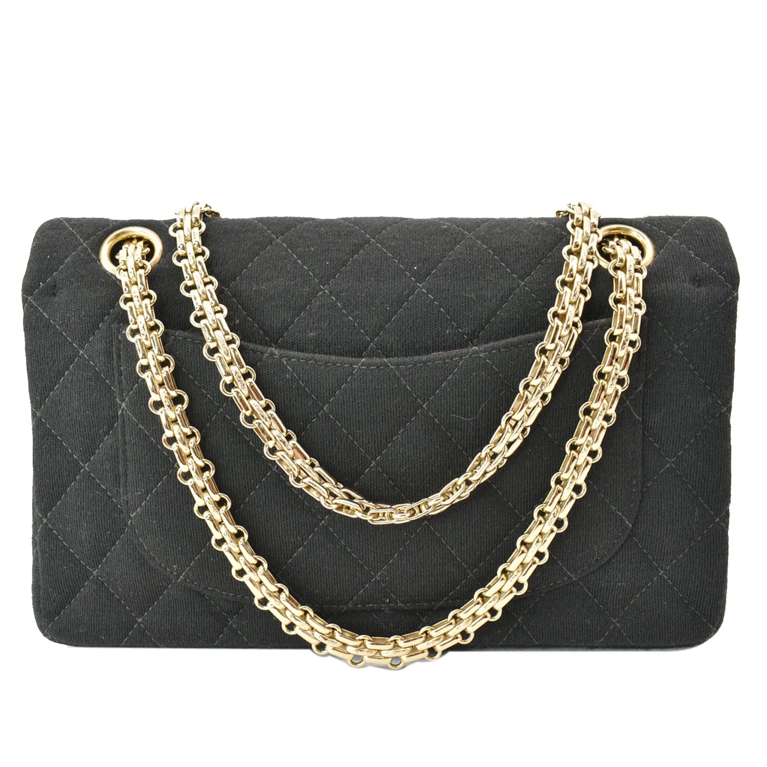 Black Jersey Quilted Medium Double Flap Bag Gold Hardware, 1989-91, Handbags and Accessories, 2022