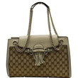 GUCCI Emily Large Guccissima Chain Shoulder Bag Beige 295403