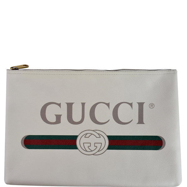 Gucci Pebbled Leather Medium Logo Portfolio Clutch