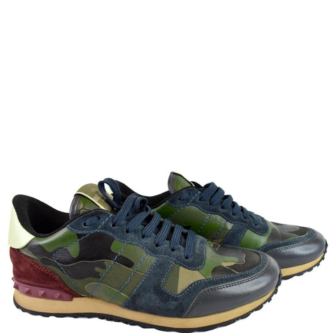 VALENTINO Garavani Rockrunner Camouflage-Print Leather Sneakers Multi US 8.5