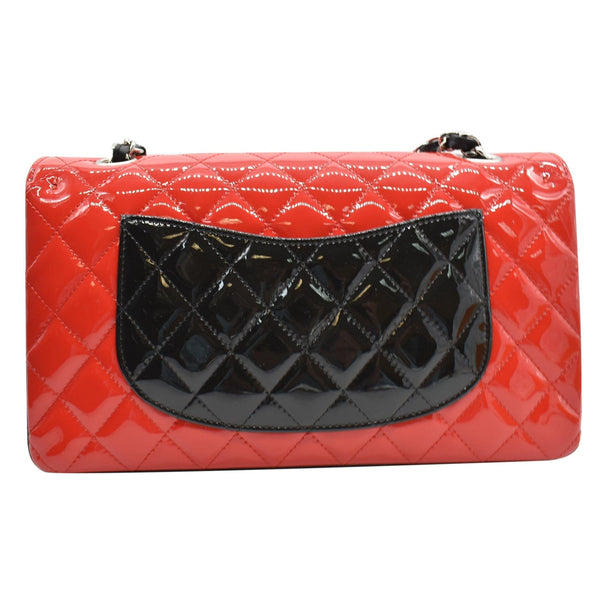 CHANEL Medium Double Flap Quilted Patent Leather Shoulder Bag Black/Red