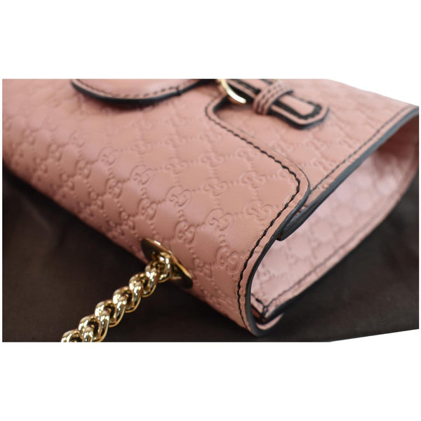 GUCCI Emily Mini Micro GG Guccissima Leather Shoulder Bag Pink 449636