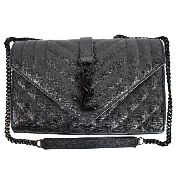 YVES SAINT LAURENT Small Envelope Matelassé Leather Shoulder Bag Black