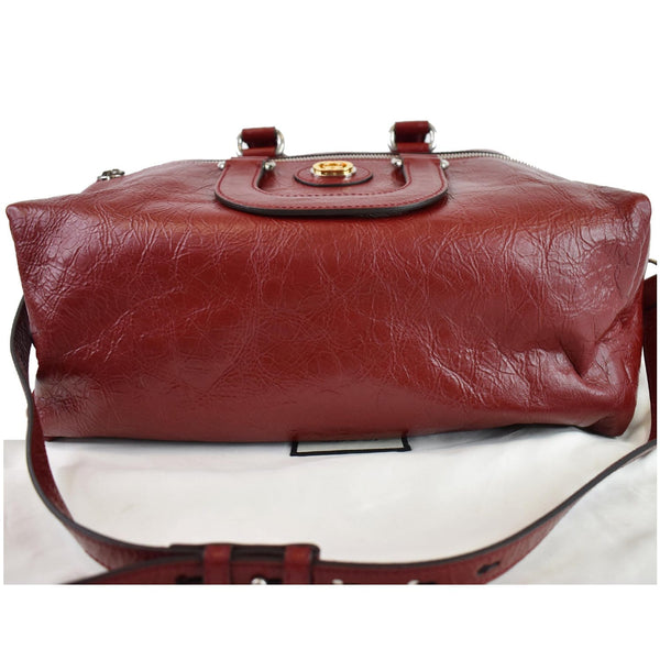 Gucci Soft Backpack Calfskin Leather Duffle Bag Red texture