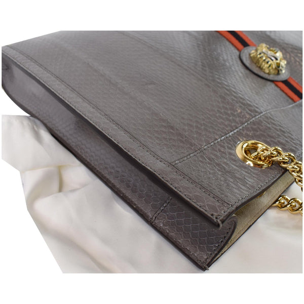 GUCCI Rajah Large Snakeskin Tote Shoulder Bag Dusty Grey 537219 - Last Call