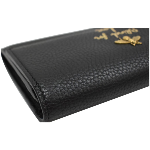 GUCCI Animalier Bee Blind For Love Leather Wallet Black 454070